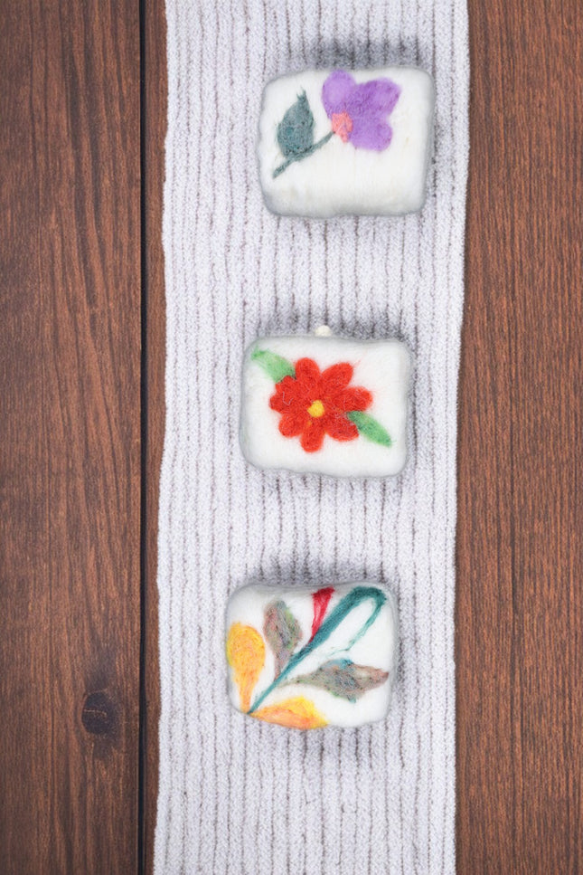 Handmade Merino Wool Felted Naturally Dyed Soap (Set of 3)