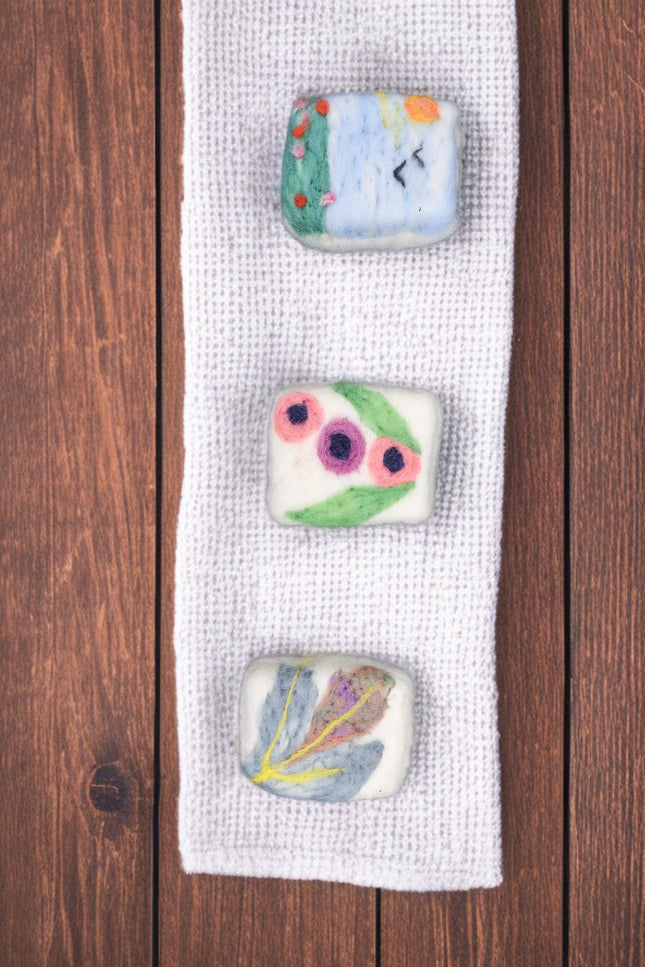 Handmade Merino Wool Felted Naturally Dyed Soap (Set of 3)