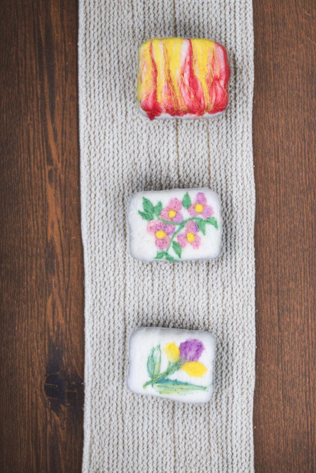 Handmade Merino Wool Felted Naturally Dyed Soap (Set of 3)
