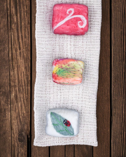 Handmade Merino Wool Felted Naturally Dyed Soap (Set of 3)