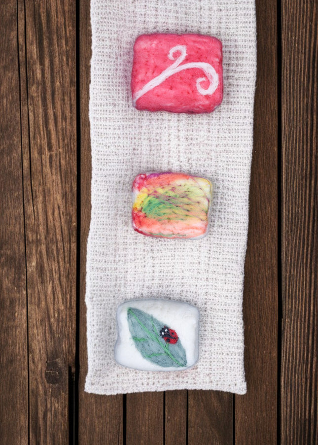 Handmade Merino Wool Felted Naturally Dyed Soap (Set of 3)