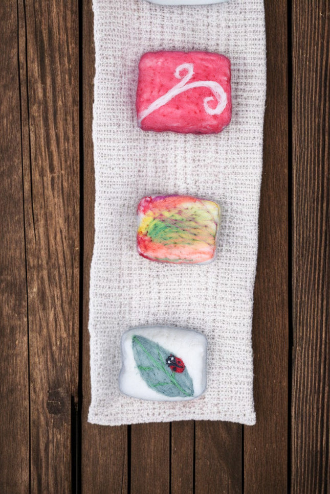 Handmade Merino Wool Felted Naturally Dyed Soap (Set of 3)