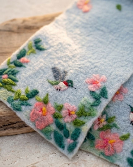 Handmade Merino Wool Wet Felted Naturally Dyed Scarf