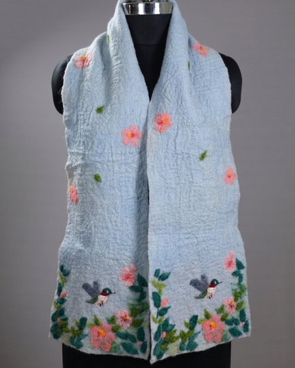 Handmade Merino Wool Wet Felted Naturally Dyed Scarf