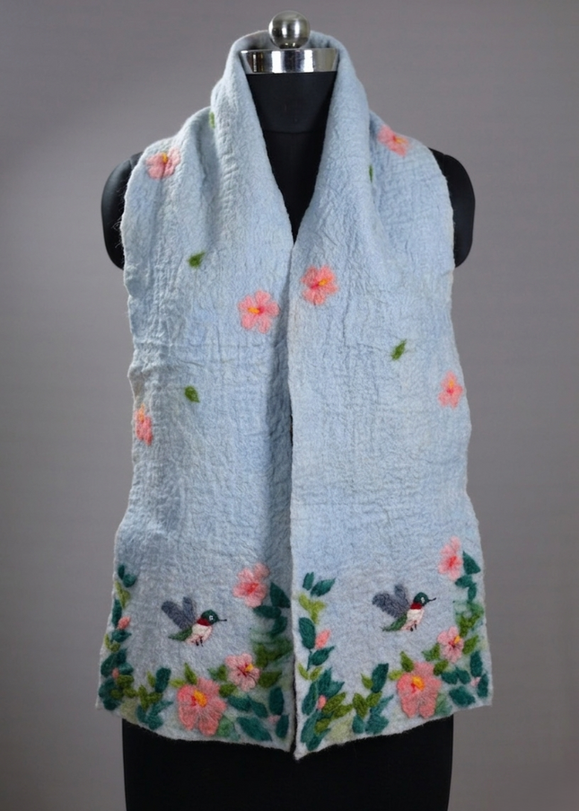 Handmade Merino Wool Wet Felted Naturally Dyed Scarf