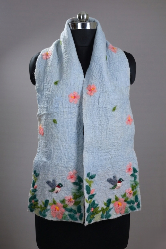 Handmade Merino Wool Wet Felted Naturally Dyed Scarf