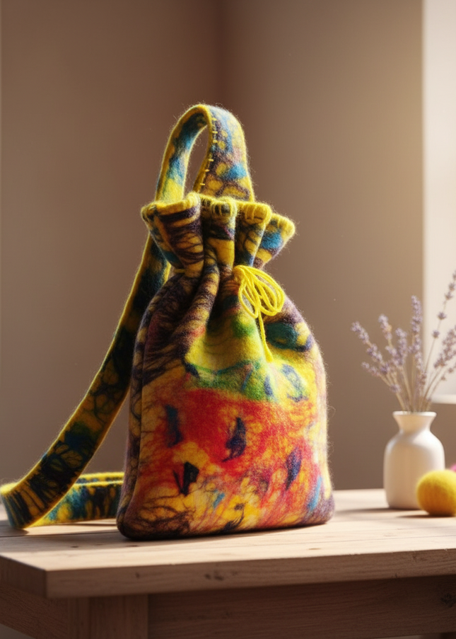 Handfelted Merino Wool Sling Bag