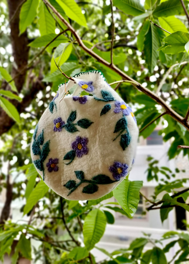 Handfelted Merino Wool Floral Handbag