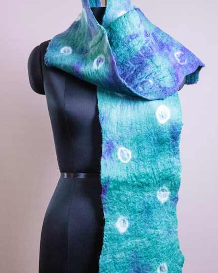 Handmade Merino wool wet felted naturally dyed scarf