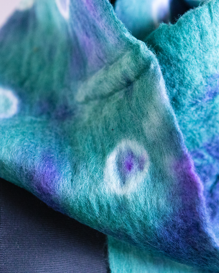 Handmade Merino wool wet felted naturally dyed scarf