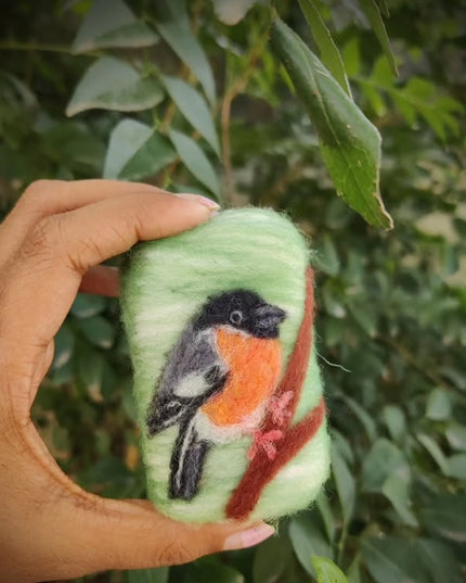 Handmade Merino wool felted naturally dyed soap