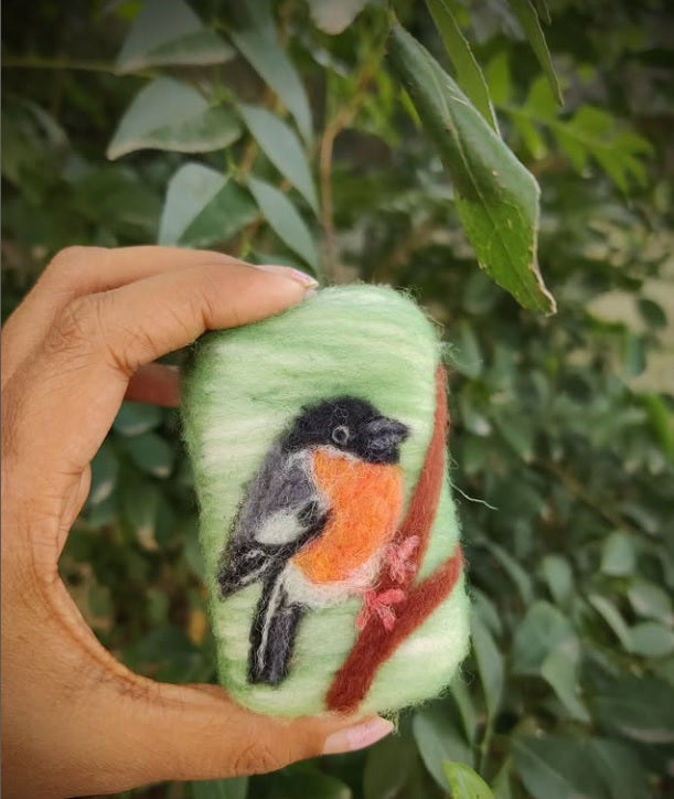 Handmade Merino wool felted naturally dyed soap